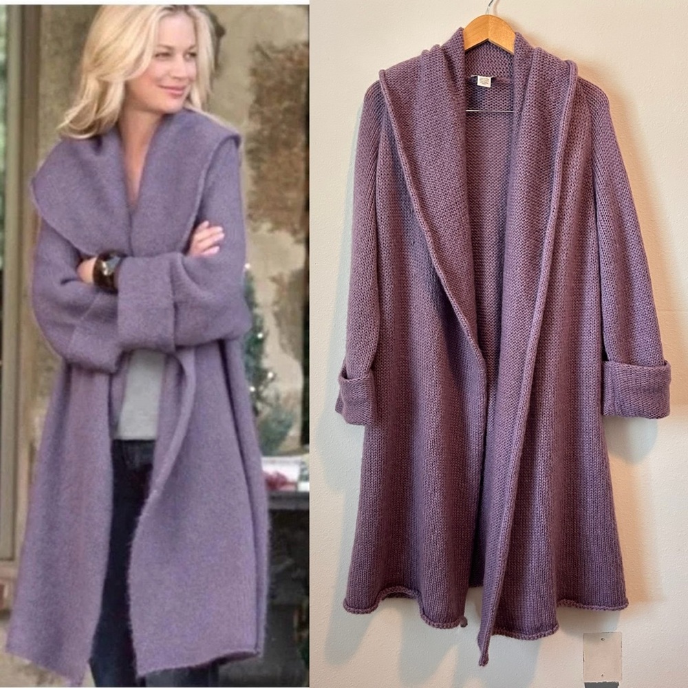 Soft Surroundings Small Telluride Topper Purple Wool Mohair Blend Sweater
